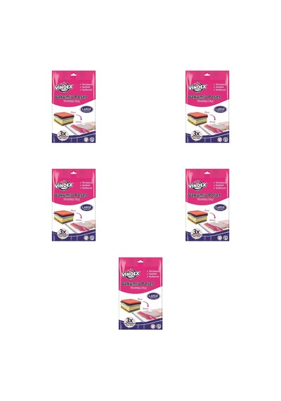 Vindex Vakumlu Giyisi Yastık Yorgan Saklama Torbası Poşeti Hurç - Large - 50x70 Cm. - 5 Paket Beyaz