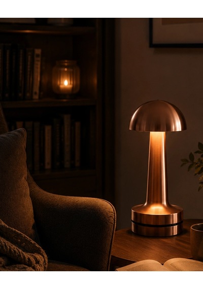 Buğz Dokunmatik Mantar Gece Lambası Bronz Led Masa Aydınlatması .