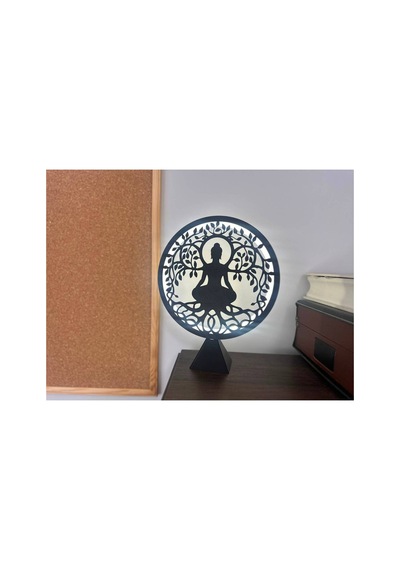 Buddha Meditasyon Temalı Led Masa Lambası Dekoratif Zen Tasarım Sade Beyaz Işık 12v Adaptörlü Renkli