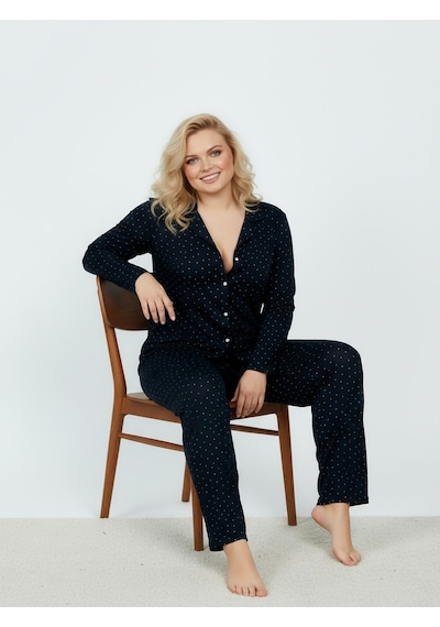 Süet Gömlek Pijama Takımı 7104 Lacivert Lacivert