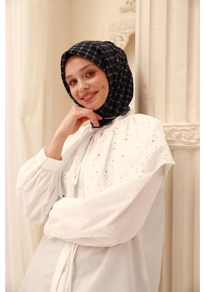 Silk Home Olinda Eşarp 48004-73 Lacivert, Beyaz