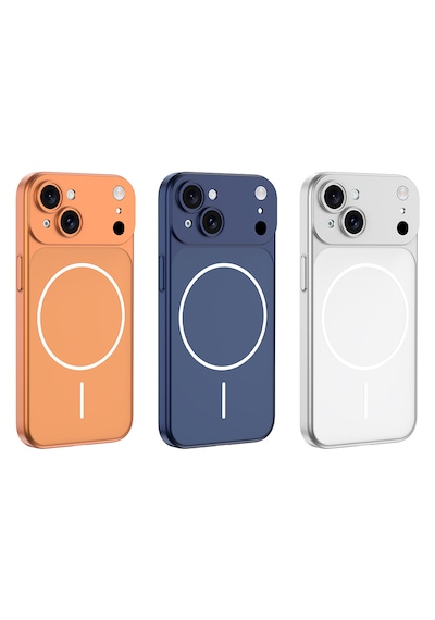 Apple Uyumlu iPhone 15 Kılıf 17 Görünümlü Kılıf Kamera Korumalı M-safe Şarj Özellikli Premium Pürüzsüz Şık Kapak Turuncu