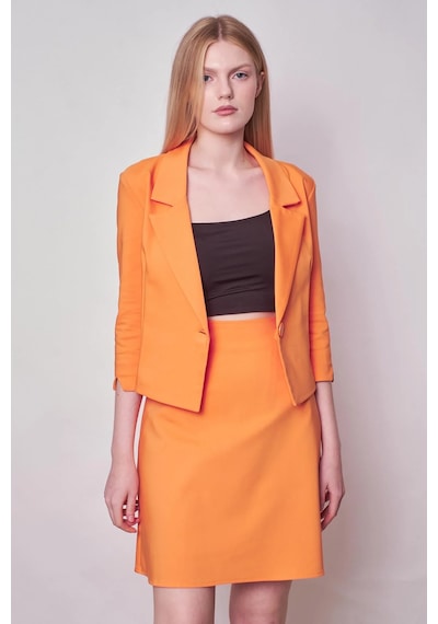 Kadın Yakalı Kapri Kollu Kolu Yırtmaçlı Hafif Likralı Kumaş Kısa Blazer Ceket Etek Jument 100083 -mango Mango Kadın Yakalı Kapri Kollu Kolu Yırtmaçlı Hafif Likralı Kumaş Kısa Blazer Ceket Etek Jument 100083 -mango Mango