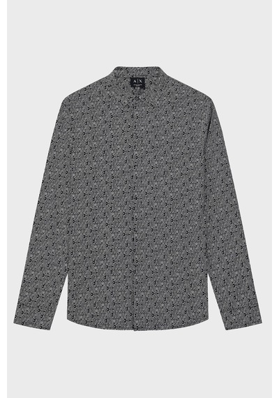 Armani Exchange Tamamı Logolu Slim Fit Uzun Kollu Gömlek Erkek Gömlek Xm000625 Af13184 Fc342 Siyah SİYAH