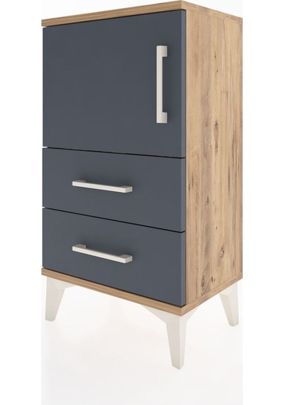 Arges Komodin 2 Raflı 2 Çekmeceli Tek Kapaklı 44x30x80 Çam-an... Çam