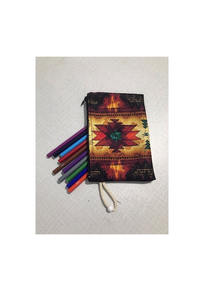 Etnik Otantik Kilim Desen No 4 Tasarım Bez Kalemlik-cüzdan Diğer