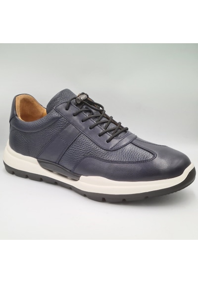 Libero 5223 Lacivert Hakiki Deri Erkek Günlük Sneaker Ayakkabı Lacivert
