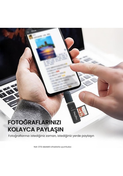 Usb 2.0 Sd Ve Micro Sd Hafıza Kart Okuyucu Beyaz