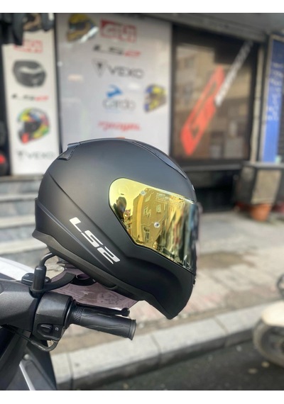 Ls2 Rapıd Mat Siyah Kask - Gold Vizör Çok Renkli