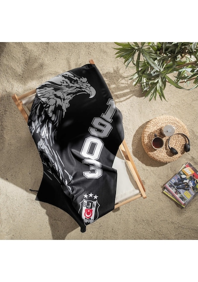 Taç Lisanslı Beşiktaş Logo Microfiber Plaj Havlusu 000000001500225444 Çok Renkli
