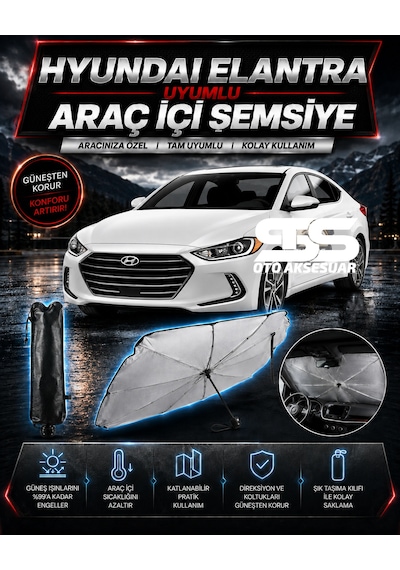 Hyundai Elantra Araç Ön Cam Güneşliği Katlanabilir Şemsiye Oto Güneşlik Uv Korumalı Gölgelik Araba Oto Şemsiyesi