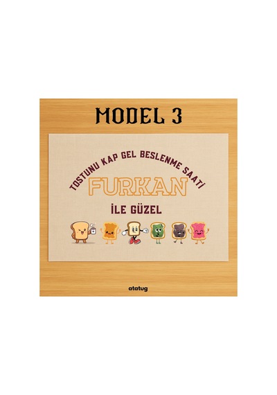 Kişiye Özel Eğlenceli Tost Konseptli Keten Beslenme Örtüsü 28x40 Cm - Yıkanabilir İsimli Servis Be Krem