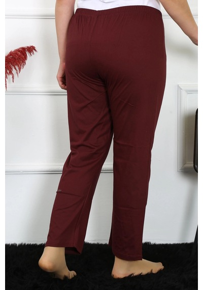 Mtm My The Mall Kadın Pamuklu Büyük Beden Alt Pijama Bordo