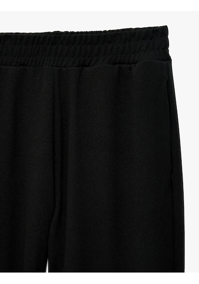 Koton Krep Scuba Kumaş Beli Lastikli Cepli Jogger Eşofman Altı Siyah 7wak30026ek