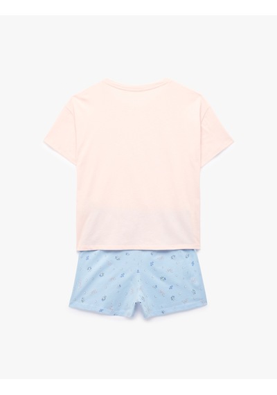 Koton Rahat Kesim Baskılı Pamuklu Şortlu Pijama Takımı Pembe 6slk40131mk