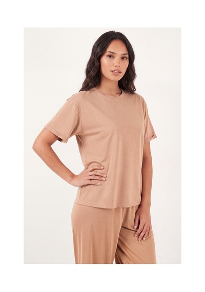 Lela Yumuşak Dokulu Bisiklet Yaka Lastikli Bel Kısa Kollu Pijama Takımı Bayan Pijama Takımı 65720102 Bej Lela Yumuşak Dokulu Bisiklet Yaka Lastikli Bel Kısa Kollu Pijama Takımı Bayan Pijama Takımı 65720102 Bej