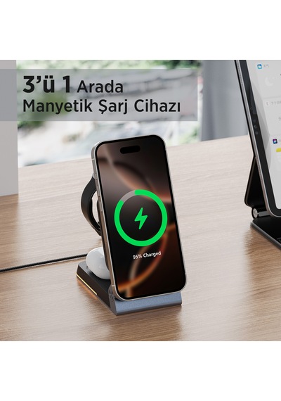 Bix BXMW5 15W Telefon Tws Kulaklık Saat İçin Kablosuz Şarj Cihazı