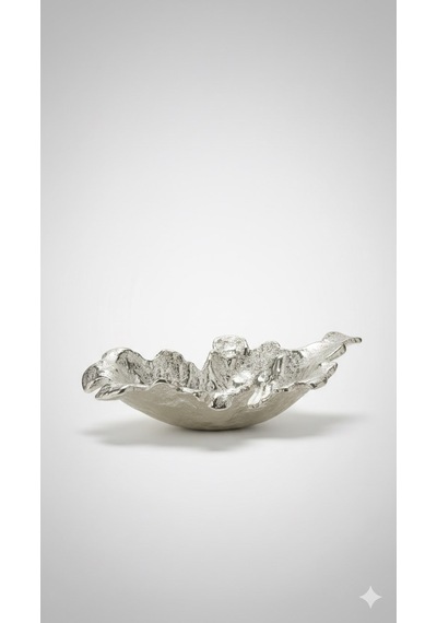 Fıny Dekoratıf Tabak Sılver 33x19x9 Cm