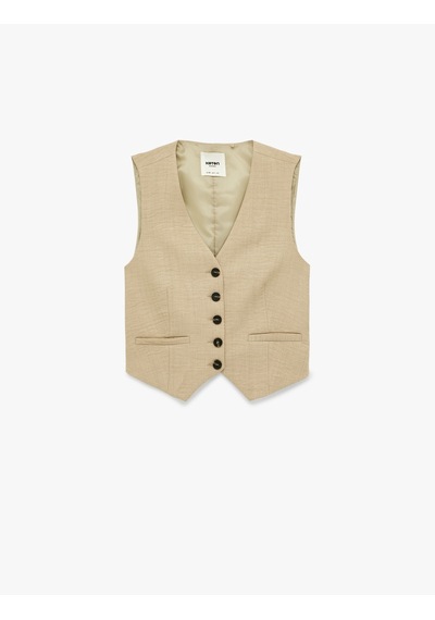 Koton Regular Fit Cepli V Yaka Blazer Yelek Haki 6sak20041uw Haki