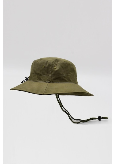 Külah Kadın Haki Outdoor Şapka İpli Bucket Safari Şapkası - Standart Haki