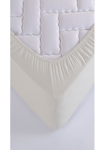 Penye Lastikli Çarşaf, 100 200 Tek Kişilik %100 Pamuk Örme Kumaş, 145 Gr/m² Krem
