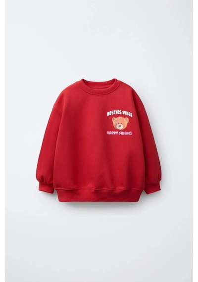 Poala Kids Bear Sweatshirt Kırmızı