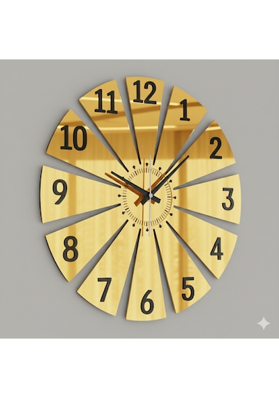 Vertex Model Duvar Saat Dekorasyon 45 Cm Gold Renk