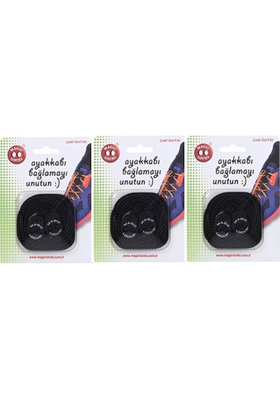 Magic Locks Akıllı Bağcık Yuvarlak 3'lü Set Siyah