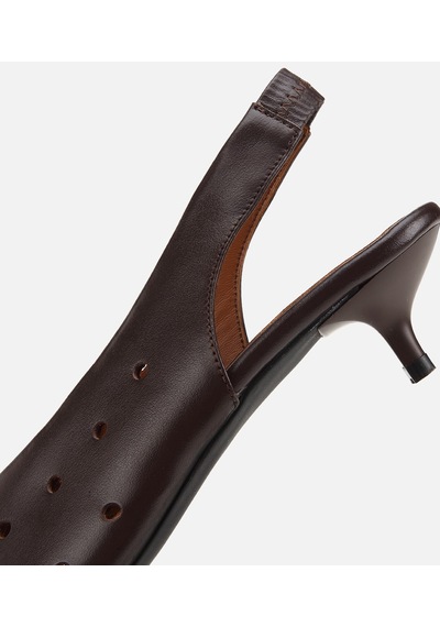 Hotiç Kadın Deri Kahverengi Delik Detaylı Arkası Lastikli Mini Topuklu Stiletto