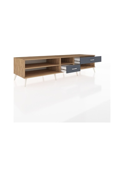Kronos Tv Ünitesi 2 Raflı 2 Çekmeceli 220x59x51 Çam-çam/antrasit Atlas Çam/antrasıt - Atlas Çam