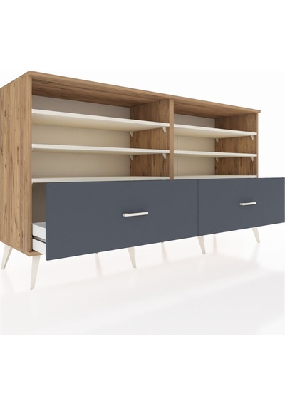 Hyperion Konsol 6 Raflı 2 Çekmeceli 176x44x99 Çam-aytaşı/antrasi Çam-aytaşı/antrasit