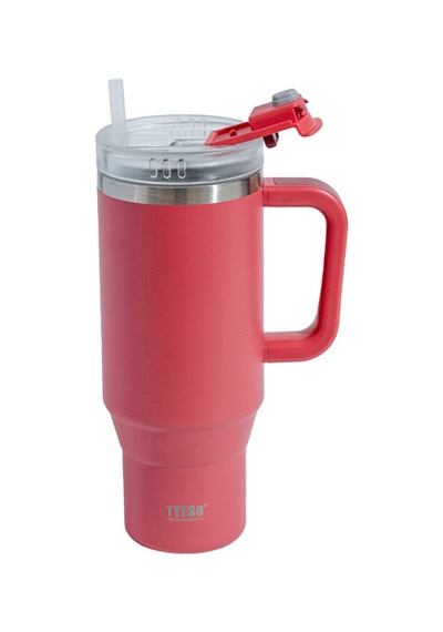 Tyeso Qq Termos Sızdırmaz Pipetli Çift Duvarlı Vakumlu 1200ml Kırmızı