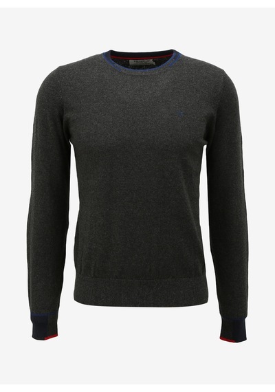 Fred Mello Bisiklet Yaka Slim Fit Antrasit Melanj Erkek Kazak Fm23w06mg