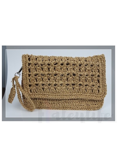 Aleylife El Yapımı Kağıt İp Clutch Makyaj Çantası - Kahverengi Kahverengi