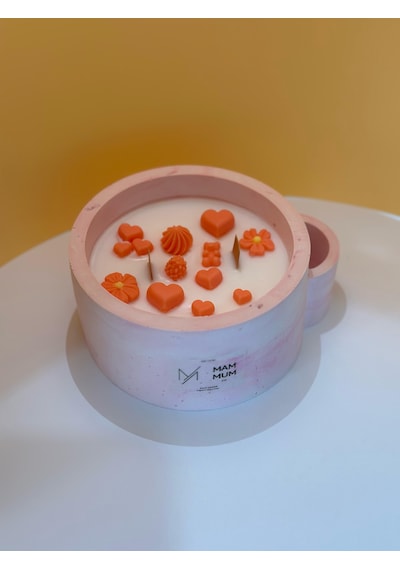 Adaçayı Kokulu Dekoratif Kibrit Bölmeli Soya Wax Beton Mum
