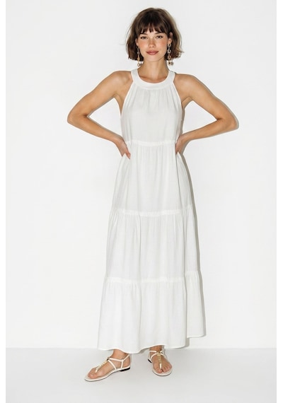 Kadın Halter Yaka Kat Kat Detaylı Modal Maxi Elbise 4852 60286367 - Beyaz Kadın Halter Yaka Kat Kat Detaylı Modal Maxi Elbise 4852 60286367 - Beyaz