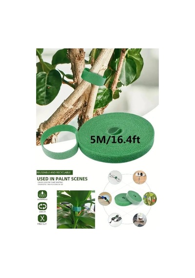5 Metre 1 Cm Yeşil Renk Bahçe Bitki Fide Bağlama Bandı Çırt Çırt Bant Standart