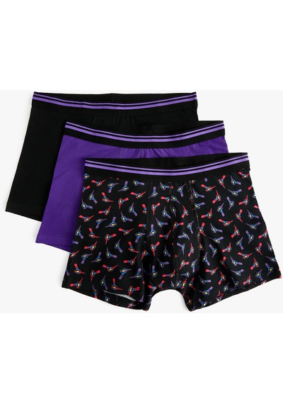 Koton 3'Lü Boxer Seti Baskılı Çok Renkli Mavi 4Slm90086Mk