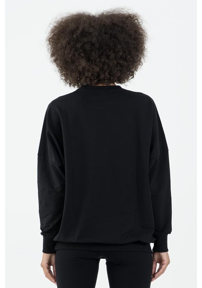 Maraton Sportswear Oversize Kadın Bisiklet Yaka Uzun Kol Basic Siyah Sweatshirt 22185-siyah
