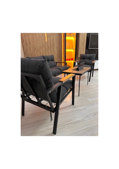 Houseart Menekşe Balkon, Bahçe,teras,cafe - Salon - Metal Kanepe Koltuk Takımı - 2 1 1 Sehpa Antrasit Houseart Menekşe Balkon, Bahçe,teras,cafe - Salon - Metal Kanepe Koltuk Takımı - 2 1 1 Sehpa Antrasit