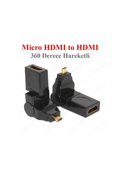 360 Derece Haraketli Micro Hdmı Erkek To Hdmı Dişi Dönüştürücü