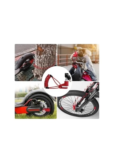 2'li Güvenlik Seti Disk Kilidi + Spiral Çelik Halat Scooter Bisiklet Motosiklet İçin Üstün Koruma