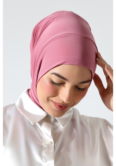 Kadın Çıtçıtlı Bağlamalı Tesettür Hazır Pratik Şal Pembe