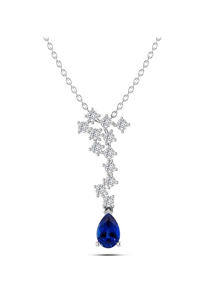 Pırlantalı Safir Işıltı Kolye