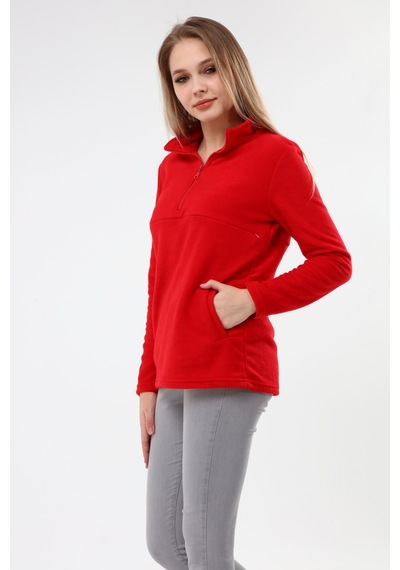 Luvmabelly Myra4553 Fermuarlı Emzirme Polar -Kırmızı