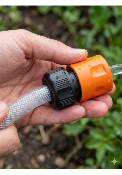 Otomatik Hortum Bağlantı Aparatı 1/2" Pratik Tak Çıkar Hızlı Bağlantı Adaptörü 10 X 10 X 10 Milimetre