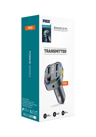 Phixi Fm25 Araç Fm Transmitter Bluetooth 5.3 + Pd & Usb-a Hızlı Şarj