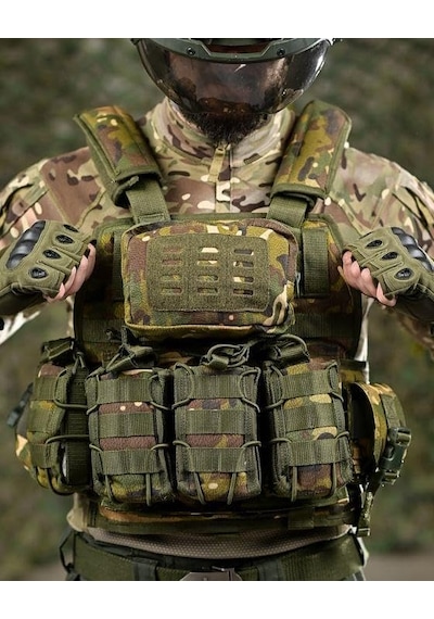 Single Sword Single Sword Kasırga Tactical Balistik Plaka Takılabilen Açık Cepli Hücum Yeleği, Multicam Çok Renkli