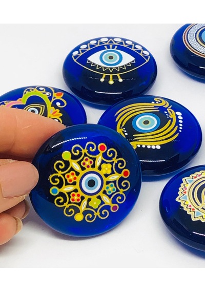 Desenli Nazar Boncuklu Magnet, Dekoratif Obje, Buzdolabı Süsü