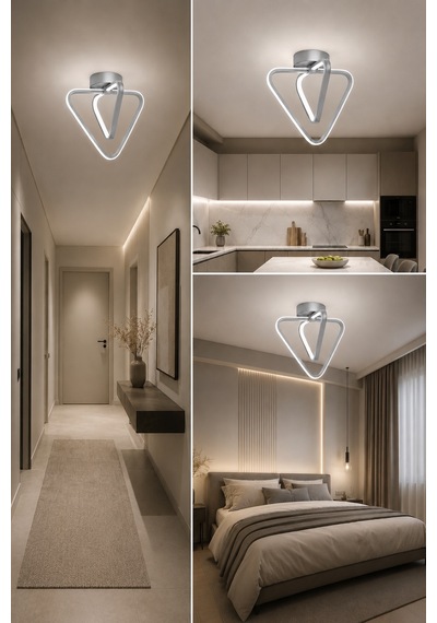 AvizeGO Urban Led Plafonyer Avize Beyaz Işık Gri